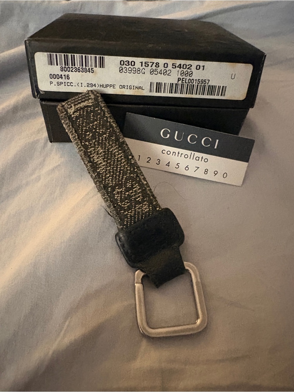Vintage Gucci GG Monogram Canvas Keychain 42 01 0840 Box Card Italy